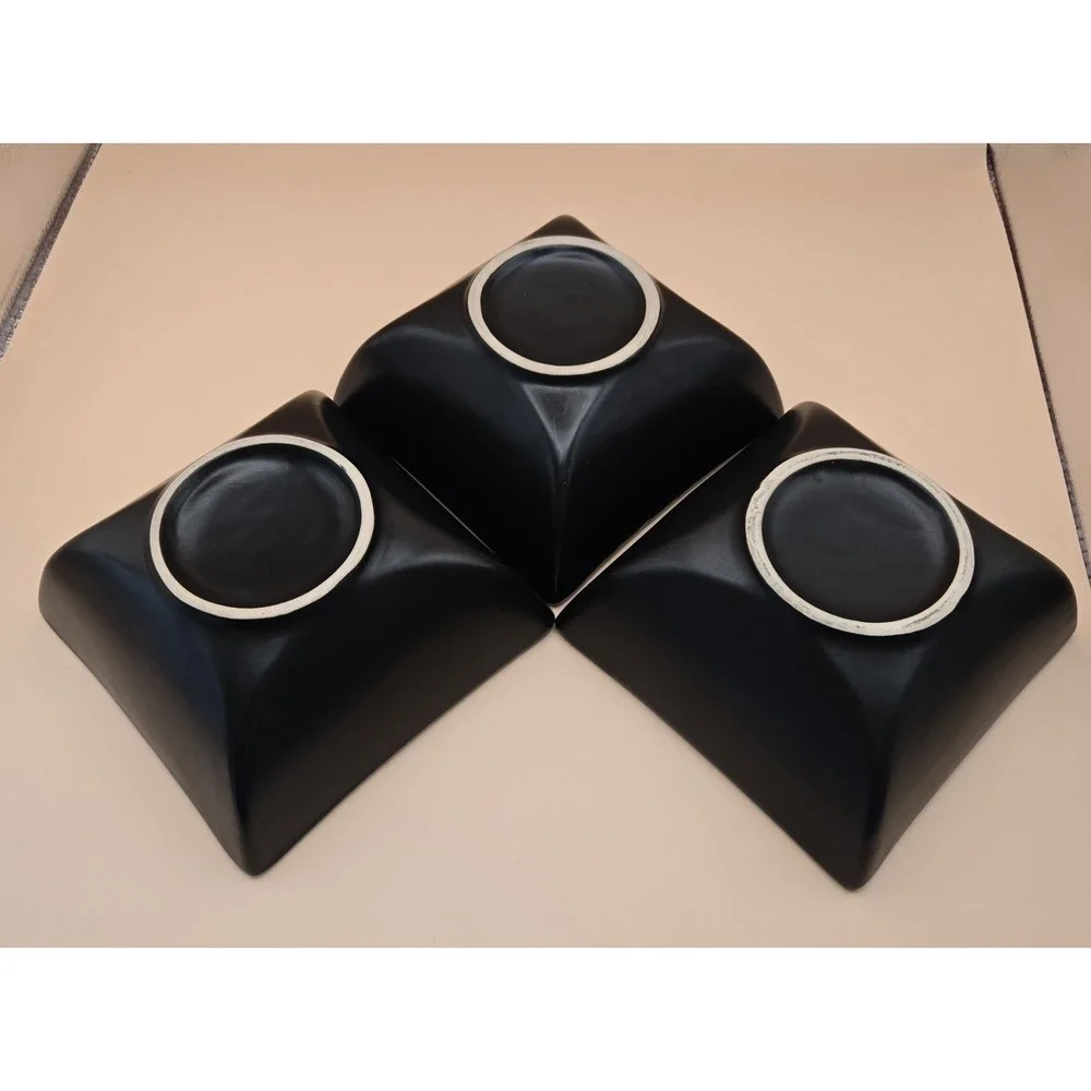Ceramic Square Bowls 3‎ Black & Brown Cinnamon Square